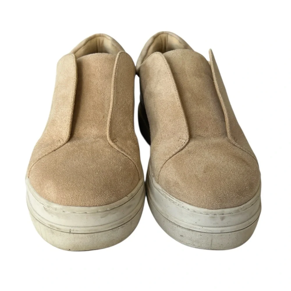 J Slides Alara Taupe Vegan Tan Beige Suede Slip-On Platform Sneaker 9 1/2M